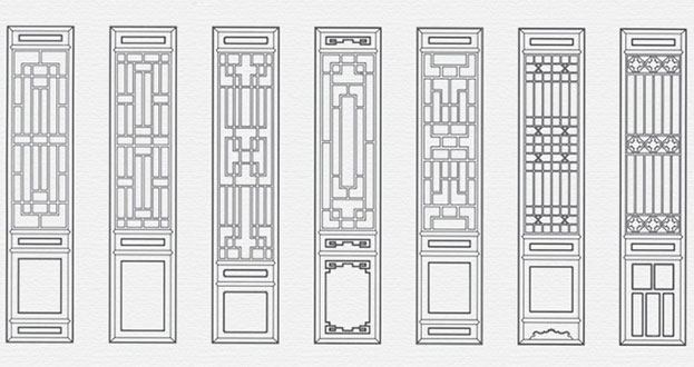 安乡常用中式仿古花窗图案隔断设计图